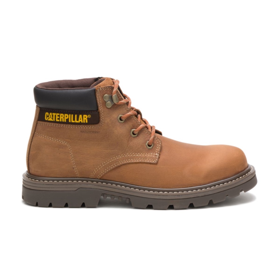 Bota industrial masculina impermeável com bico de aço da Caterpillar