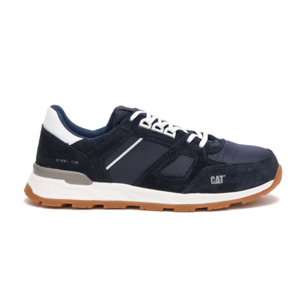 Sapato De Gato Noites Azuis Sapatos De Trabalho Masculinos Woodward Biqueira De Aço