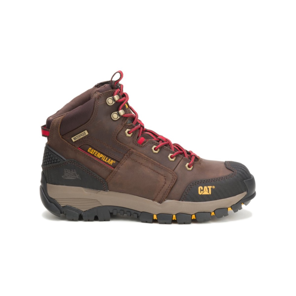 Caterpillar Bota de trabalho masculina Outbase macia, Couro marrom