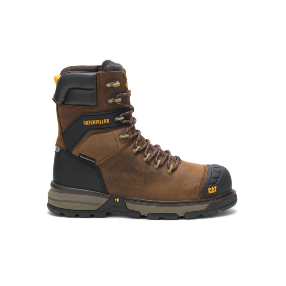 Calçado De Gato Marrom Escuro Escavadeira Masculina Superlite 8' Bota De Trabalho Composta De Carbono