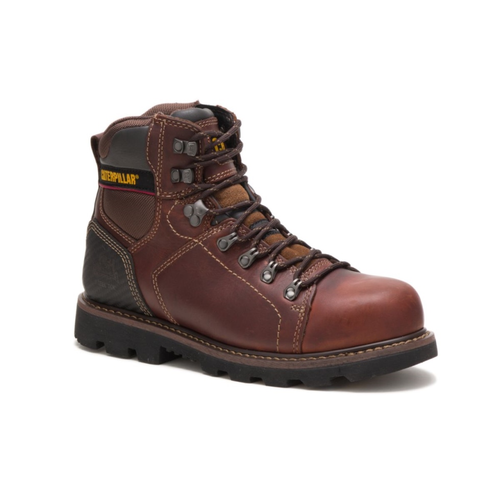 Bota De Trabalho Para Homem Do Alaska 2.0 Biqueira De Aço Para Calçados De Gato Marrom