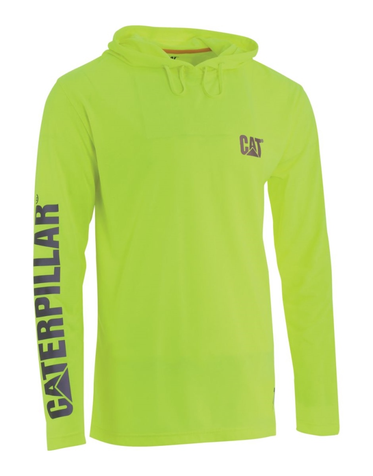 Gato Calçado Masculino Hivis Upf Camiseta Manga Longa Com Capuz Amarelo