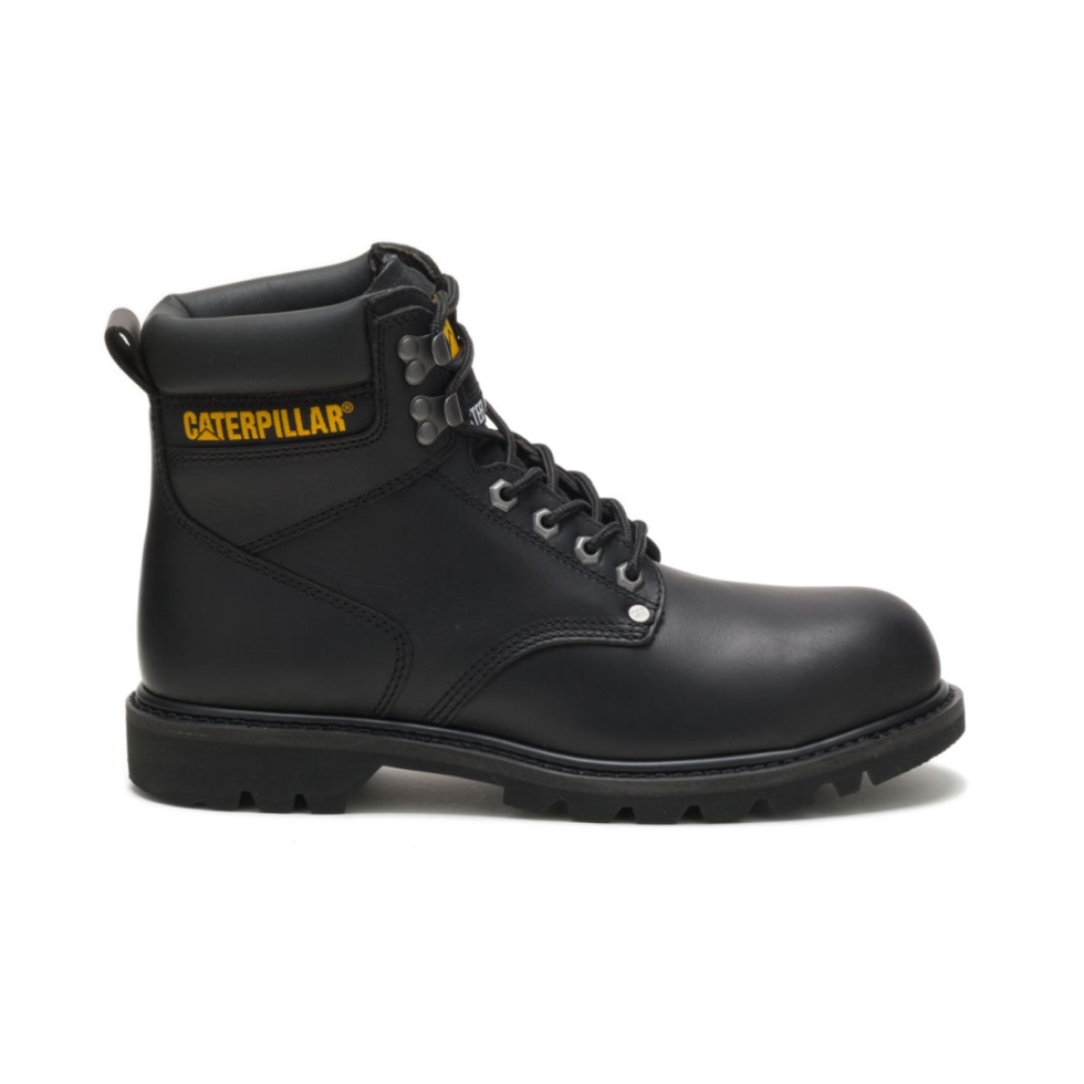 Bota De Trabalho Masculina De Biqueira De Aço Do Segundo Turno De Calçados De Gato Preta