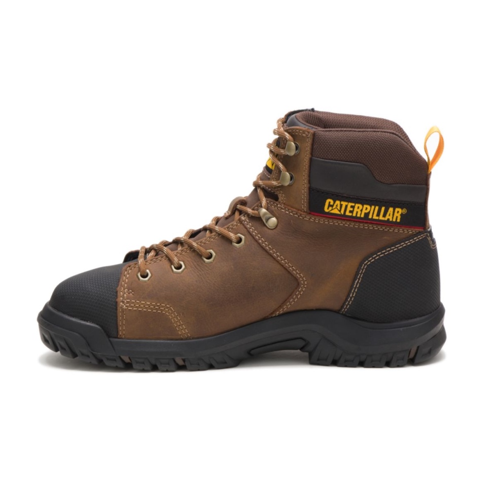 Bota De Trabalho Masculina, Impermeável, Protetor Metatarsal, Biqueira De Aço, Calçado De Gato, Marrom Real