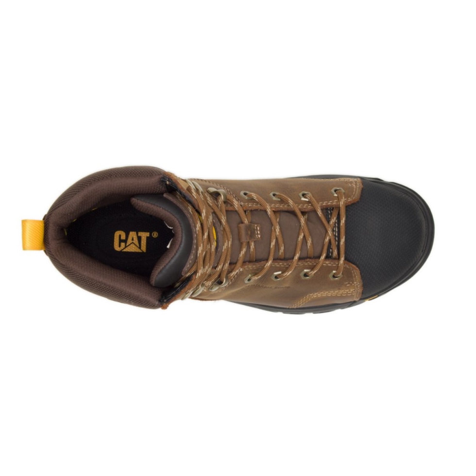 Bota De Trabalho Masculina, Impermeável, Protetor Metatarsal, Biqueira De Aço, Calçado De Gato, Marrom Real