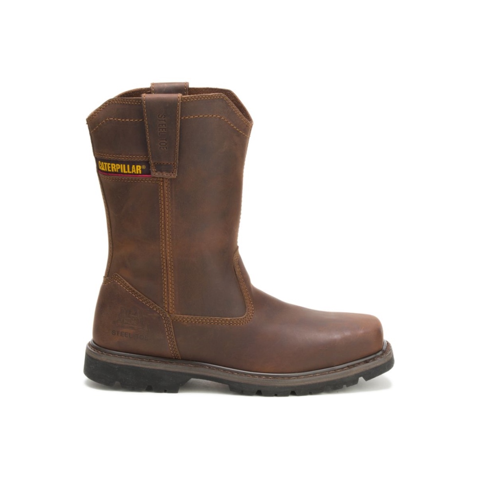 Bota De Trabalho Masculina Marrom Escuro Wellston Com Biqueira De Aço Calçado Para Gato