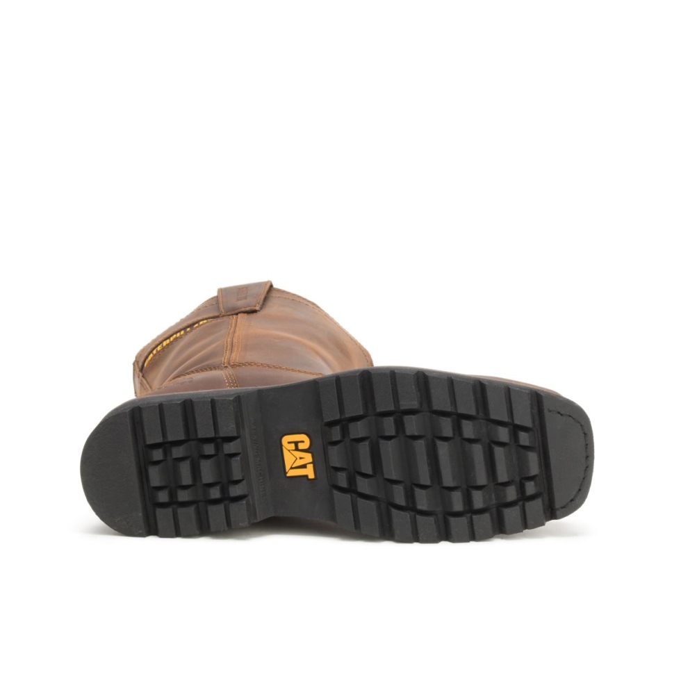 Bota De Trabalho Masculina Marrom Escuro Wellston Com Biqueira De Aço Calçado Para Gato