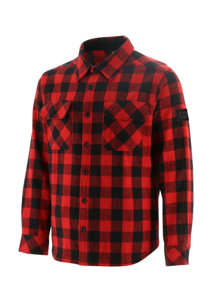 Camisa Vermelha De Búfalo Masculino Xadrez Pesado Sapato De Gato